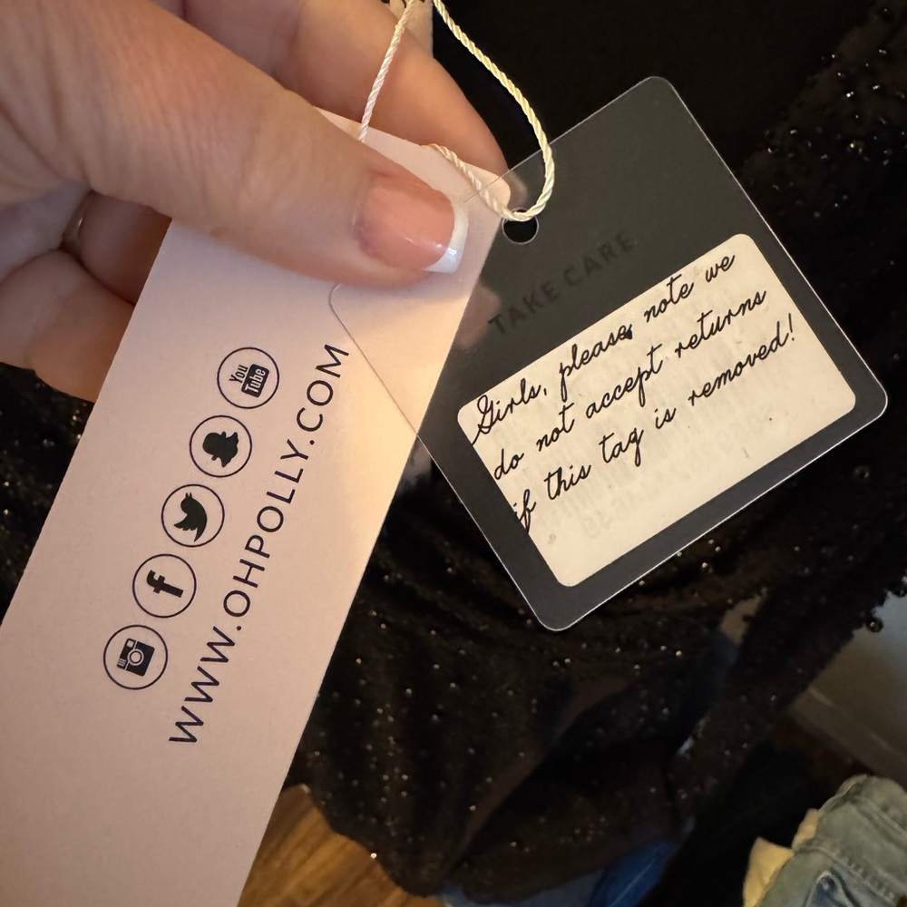 NWT Oh Polly Black Sparkle Dress - Picture 4 of 6